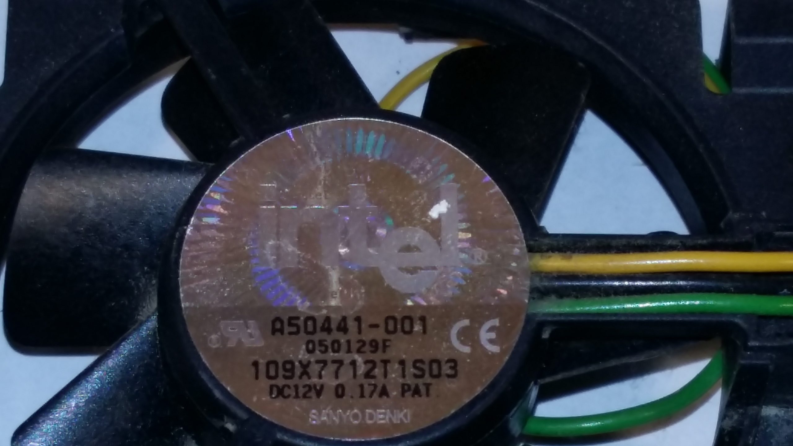 FAN Intel A50441-001 C€ 050129F 109X7712T1S03 DC12V 0.17A PAT