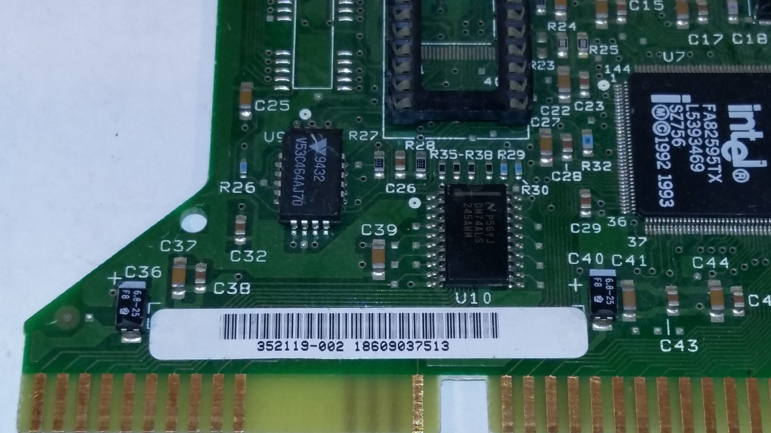 Carte réseau ISA LAN BNC Intel FA82595TX, identifiant FCC : EJMPCEDPCLA82XX