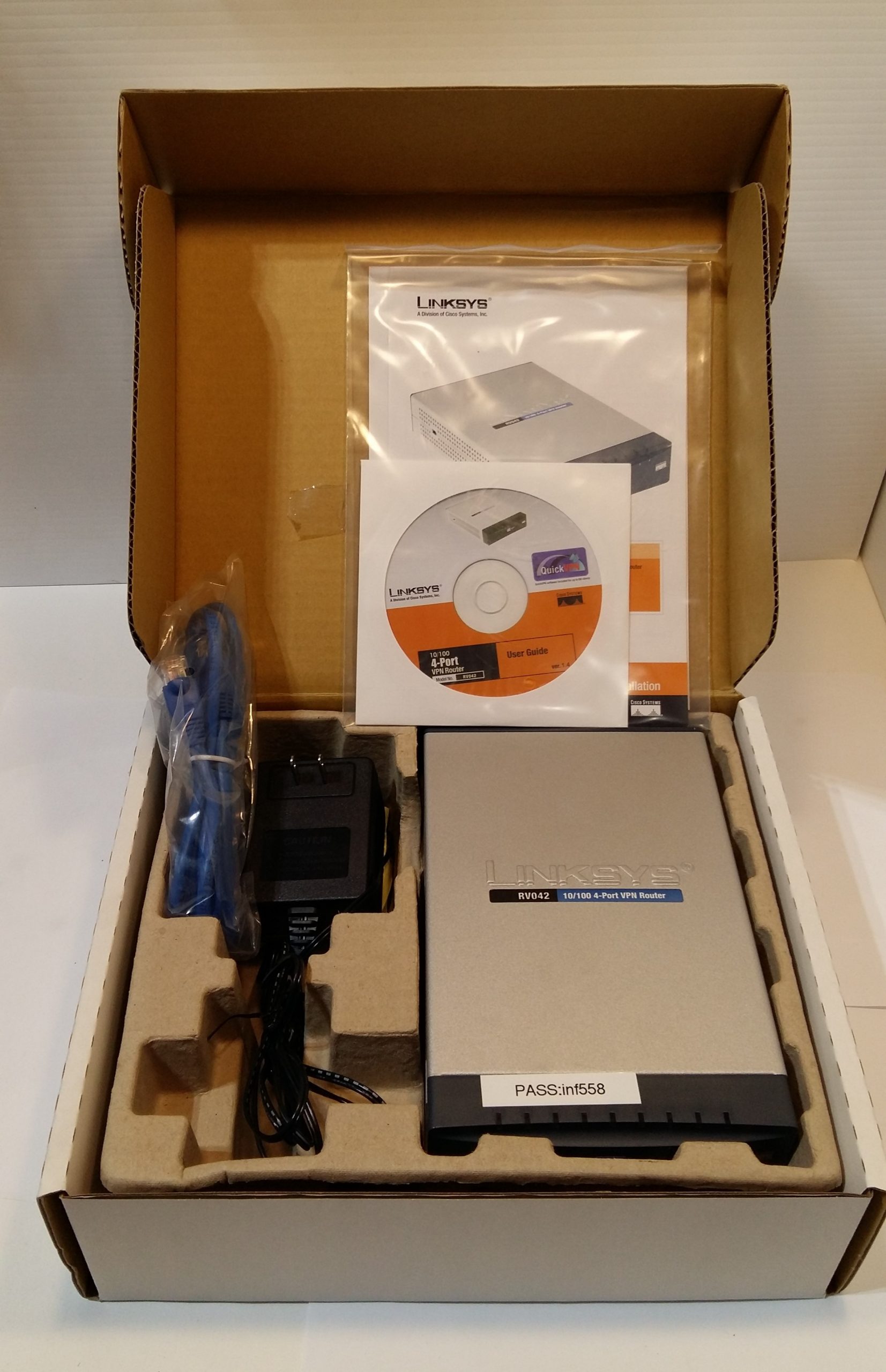 Routeur VPN Cisco Linksys RV042 10/100 à 4 ports double WAN avec alimentation