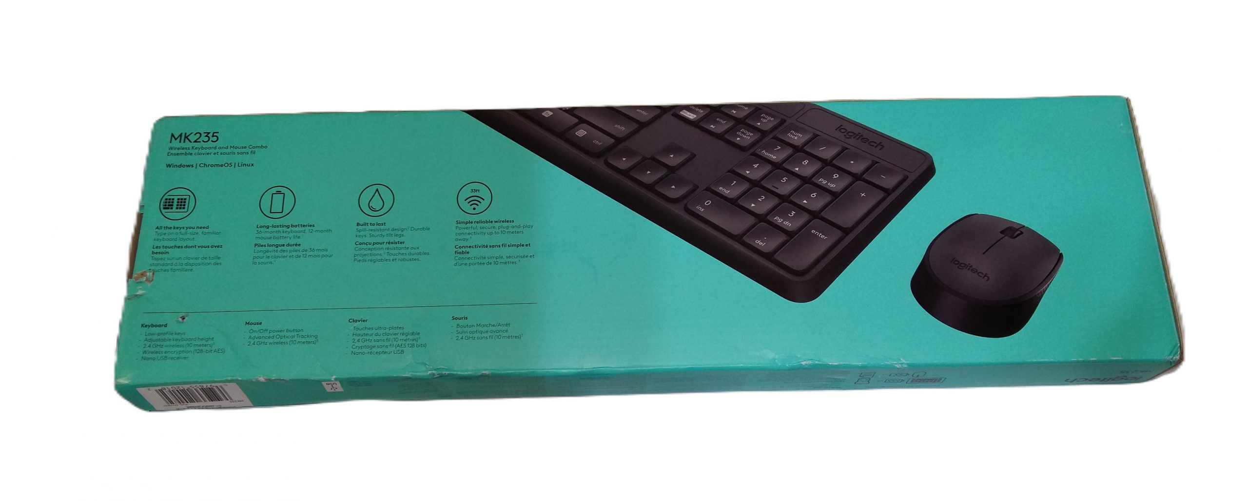 LOGITECH MK235 ENSEMBLE SANS FIL DURABLE CLAVIER K235 ET SOURIS M170 AVEC RÉCEPTEUR USB