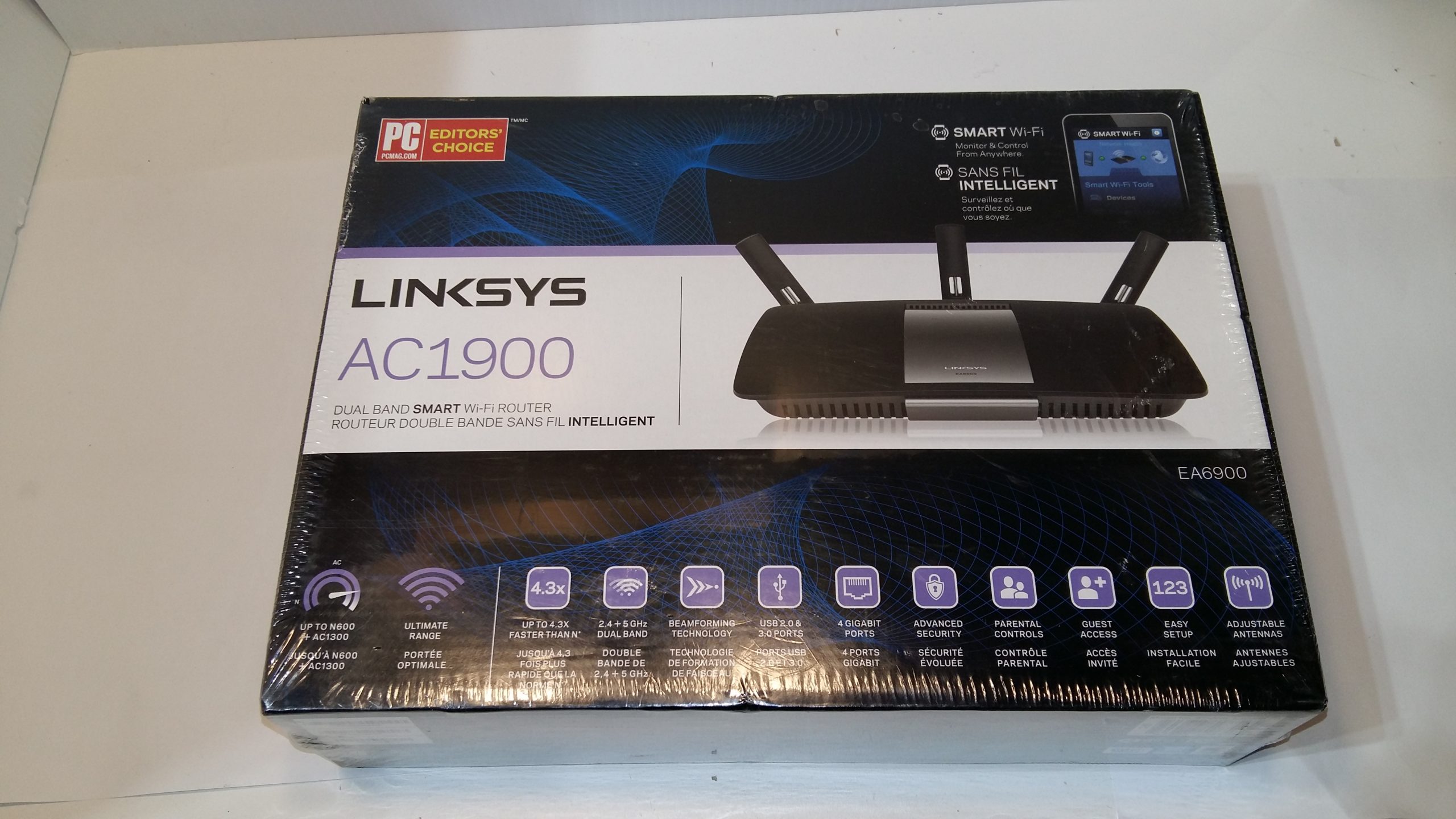 Routeur Wi-Fi intelligent double bande Linksys EA6900 AC1900 – Ports Gigabit, 3 antennes – NEUF