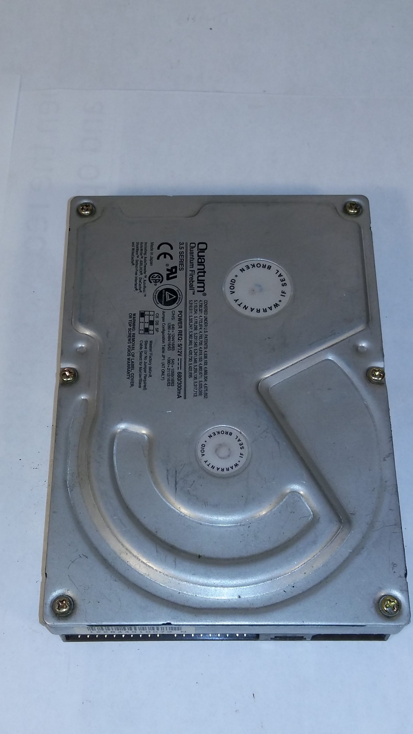 Disque dur Quantum Fireball 1280AT – 1,2 Go – IDE / ATA – Vintage rétro PC