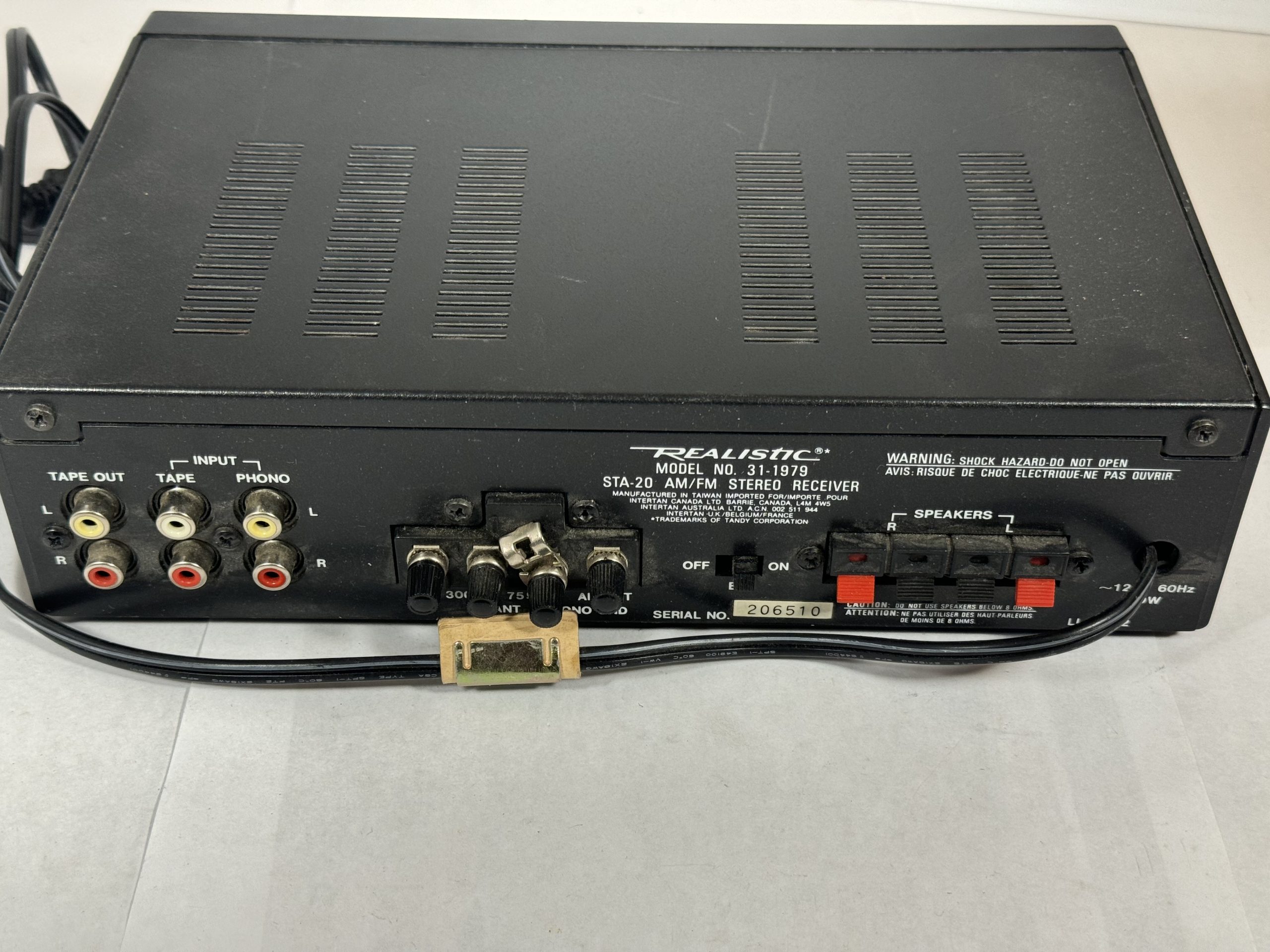 RÉCEPTEUR AMPLIFICATEUR STÉRÉO AM/FM REALISTIC TANDY STA-20 MODÈLE NO. 31-1979 NOIR