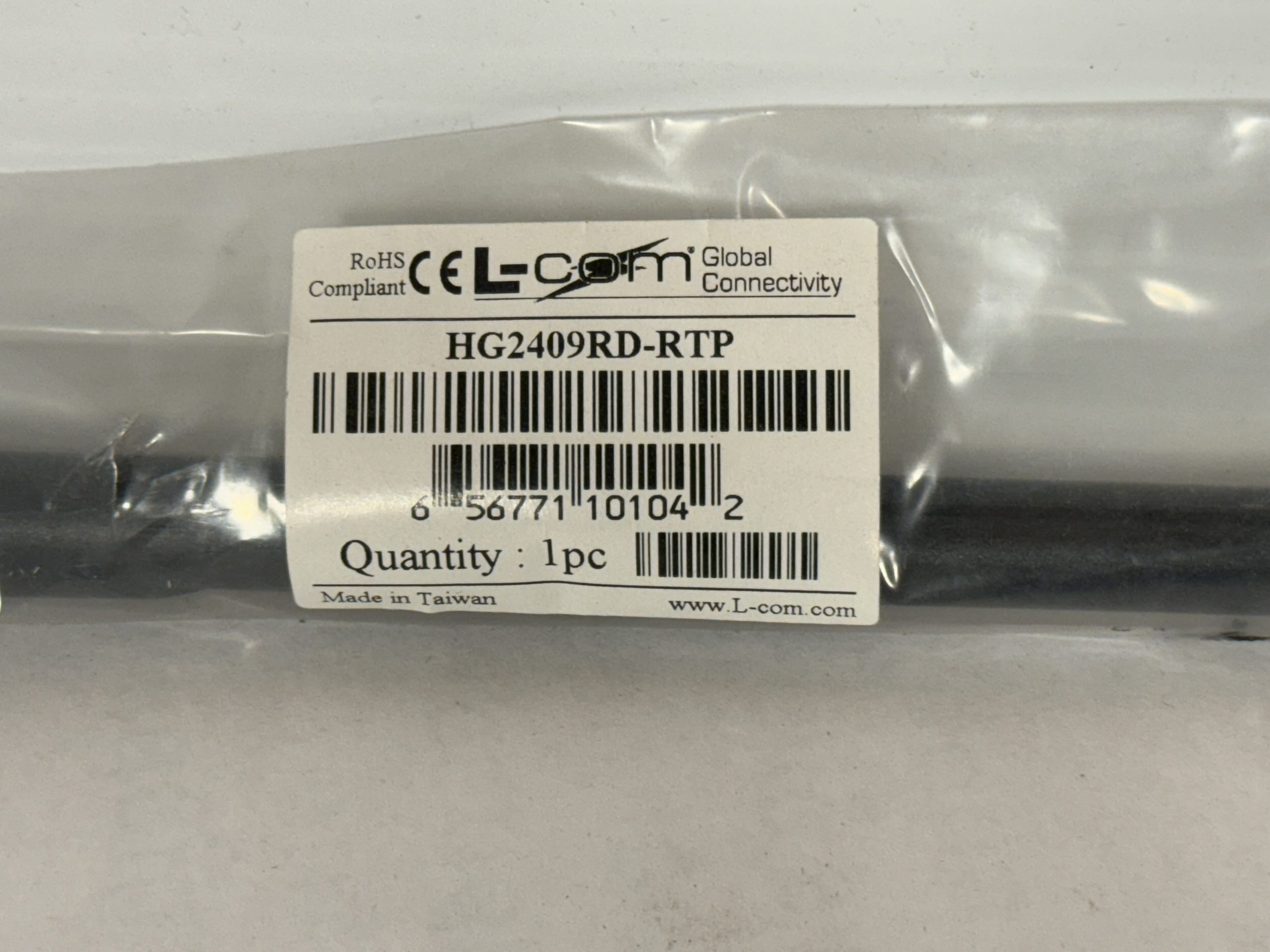 L-COM HG2409RD-RTP Antenne “Rubber Duck” 2,4 GHz 9 dBi Connecteur mâle RP-TNC-