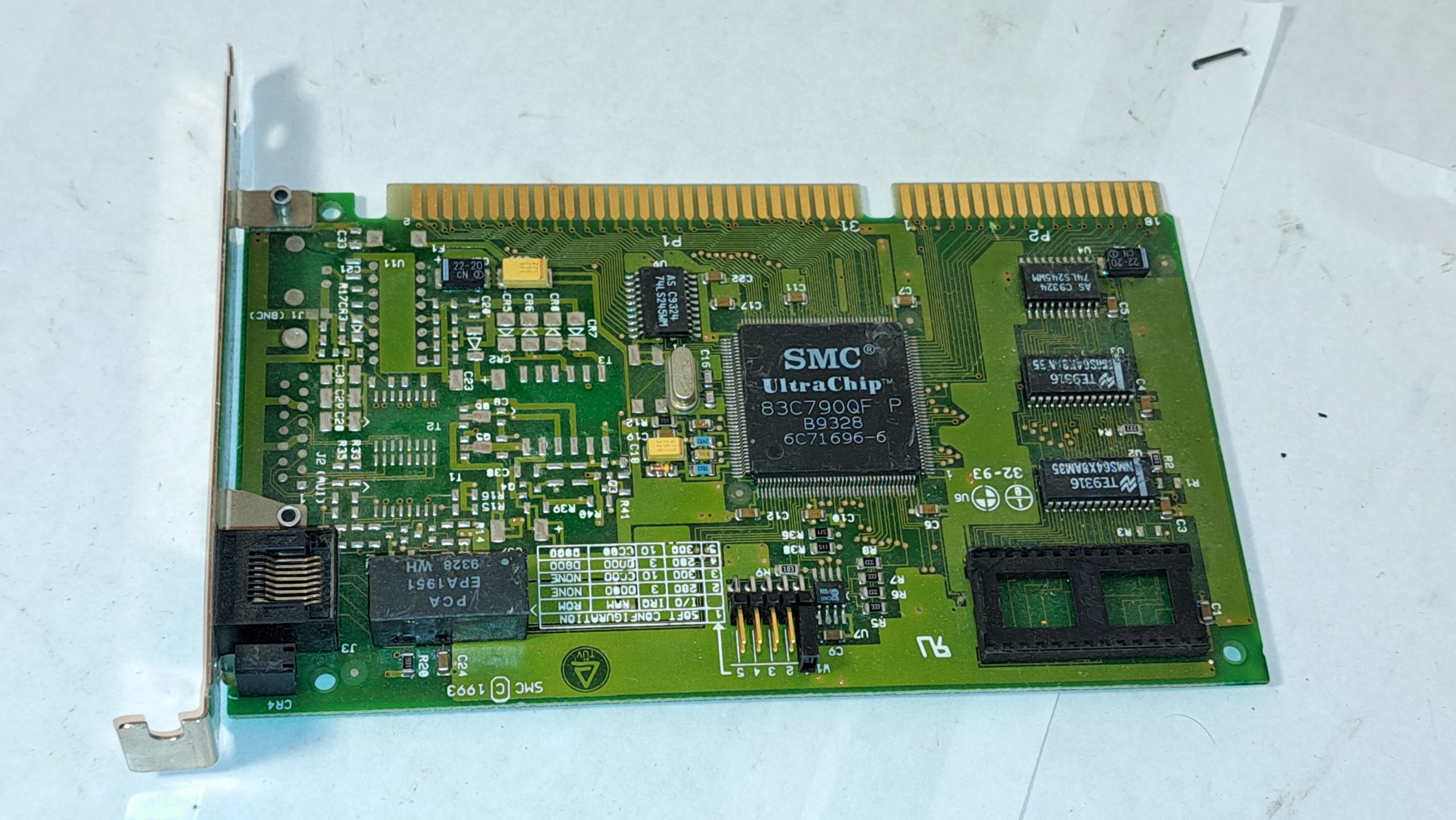 Carte réseau Ethernet ISA 16 bits SMC Elite16 Ultra (Vintage