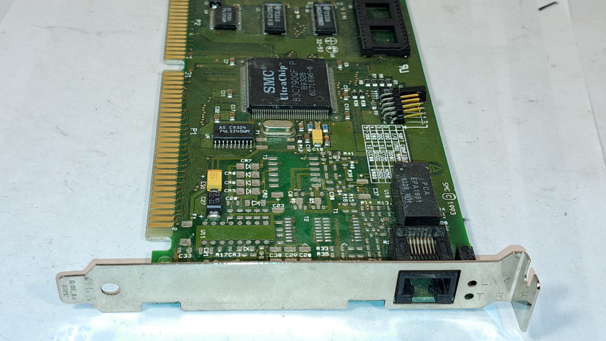 Carte réseau Ethernet ISA 16 bits SMC Elite16 Ultra (Vintage
