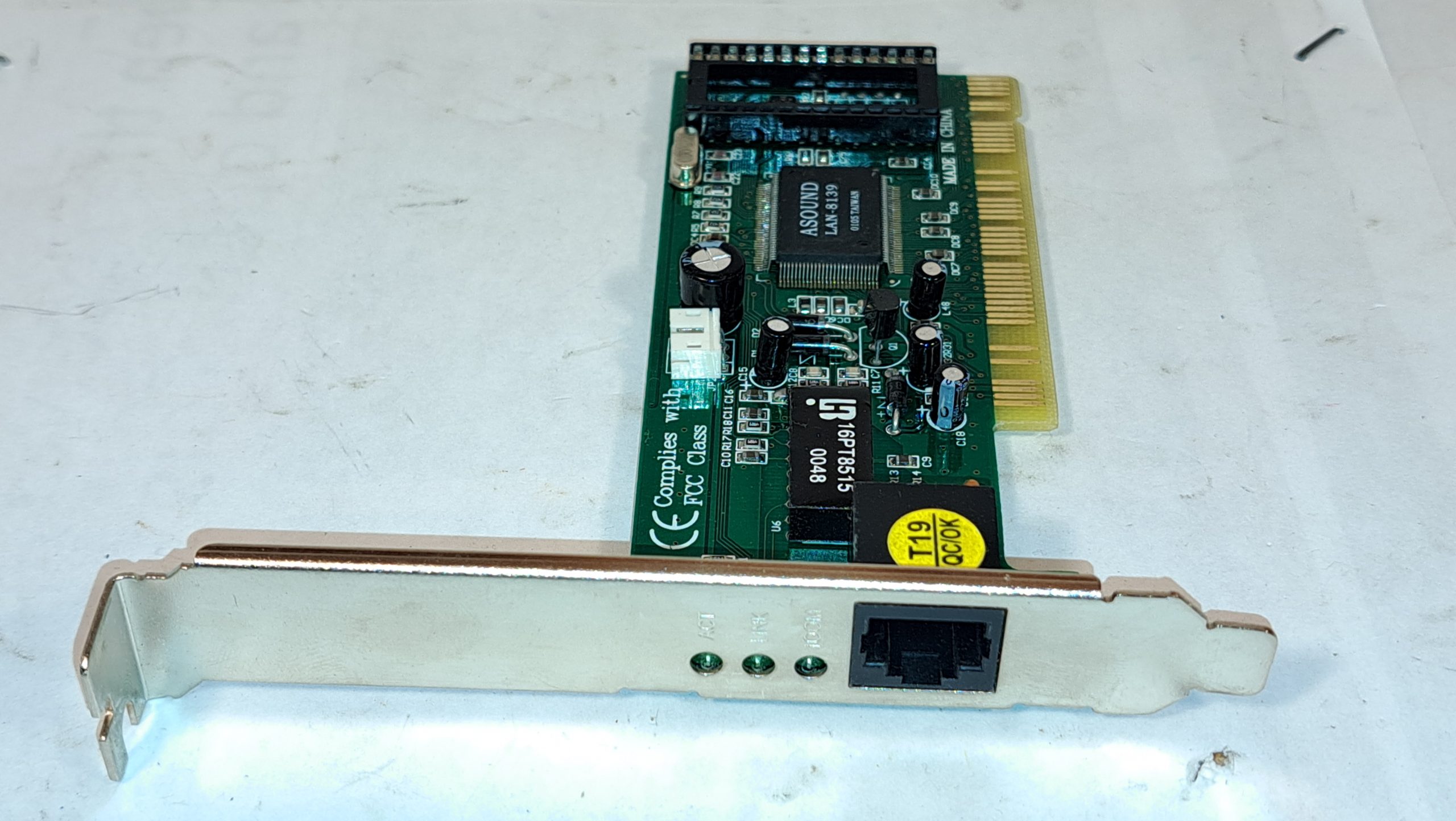 Adaptateur Ethernet ISA 16 bits RJ45 coaxial LAN12 vintage Acer ALN-101AS/ALN-101TB