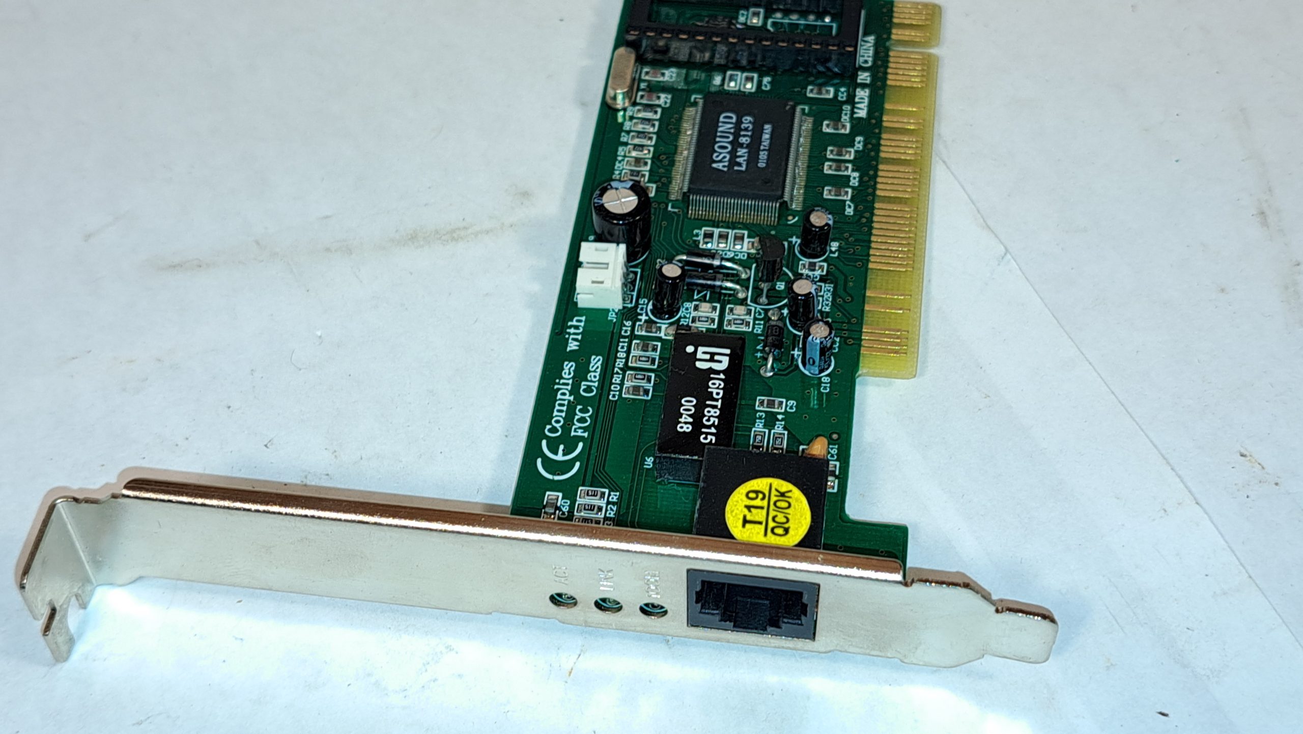 Adaptateur Ethernet ISA 16 bits RJ45 coaxial LAN12 vintage Acer ALN-101AS/ALN-101TB