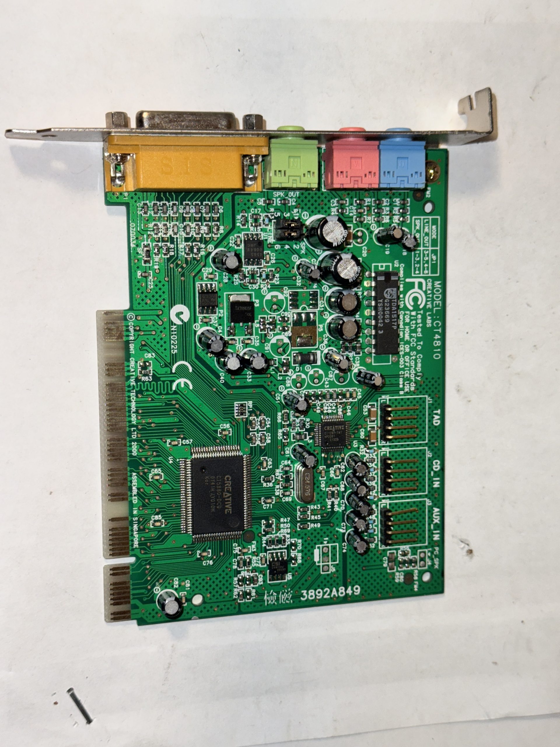 Carte son PCI vintage Creative Labs CT4810 – Compatible Windows 98/XP