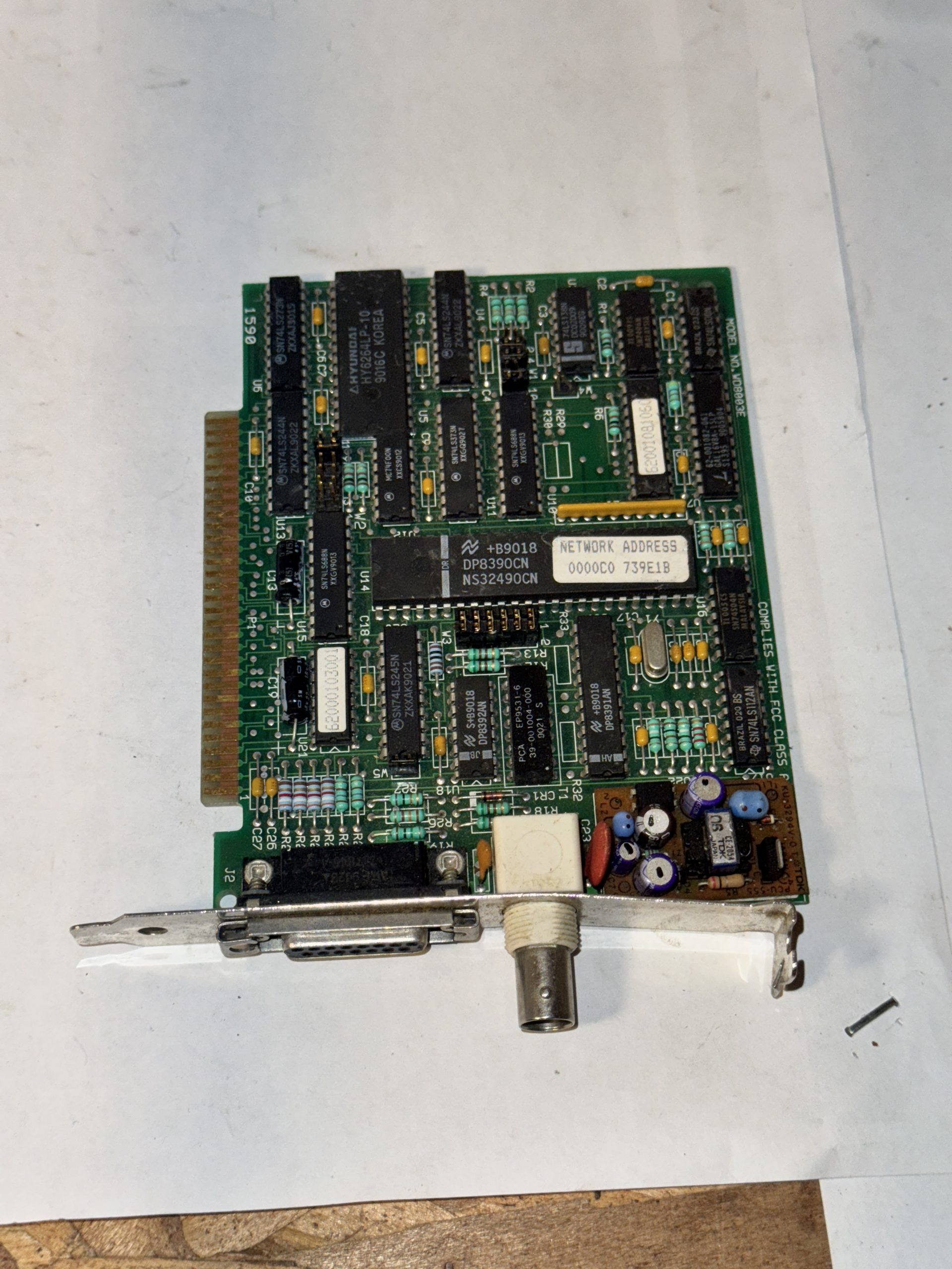 Carte réseau Western Digital WD WD8003E 8 bits ISA Ethernet AUI pour IBM PC 5150