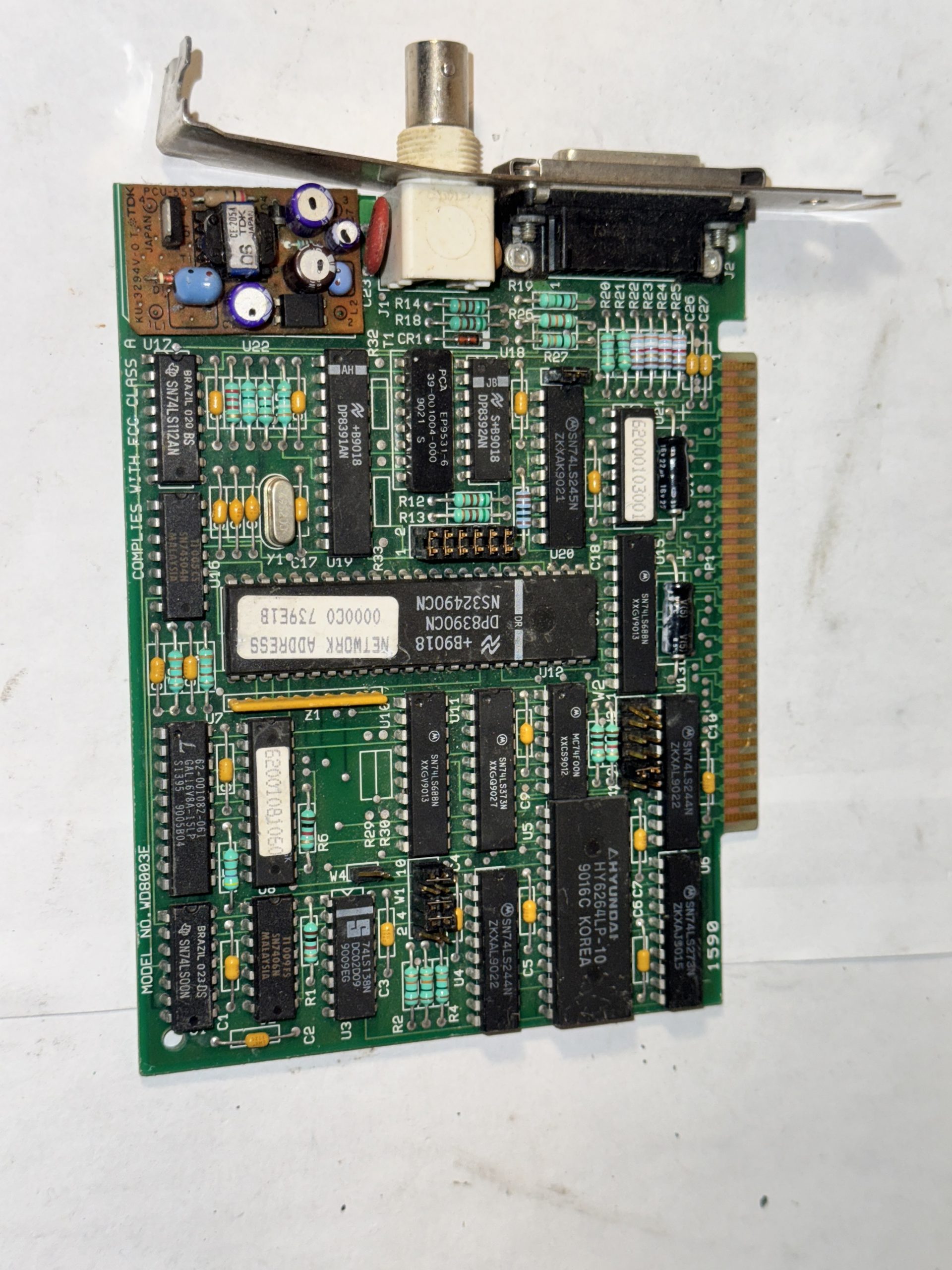 Carte réseau Western Digital WD WD8003E 8 bits ISA Ethernet AUI pour IBM PC 5150