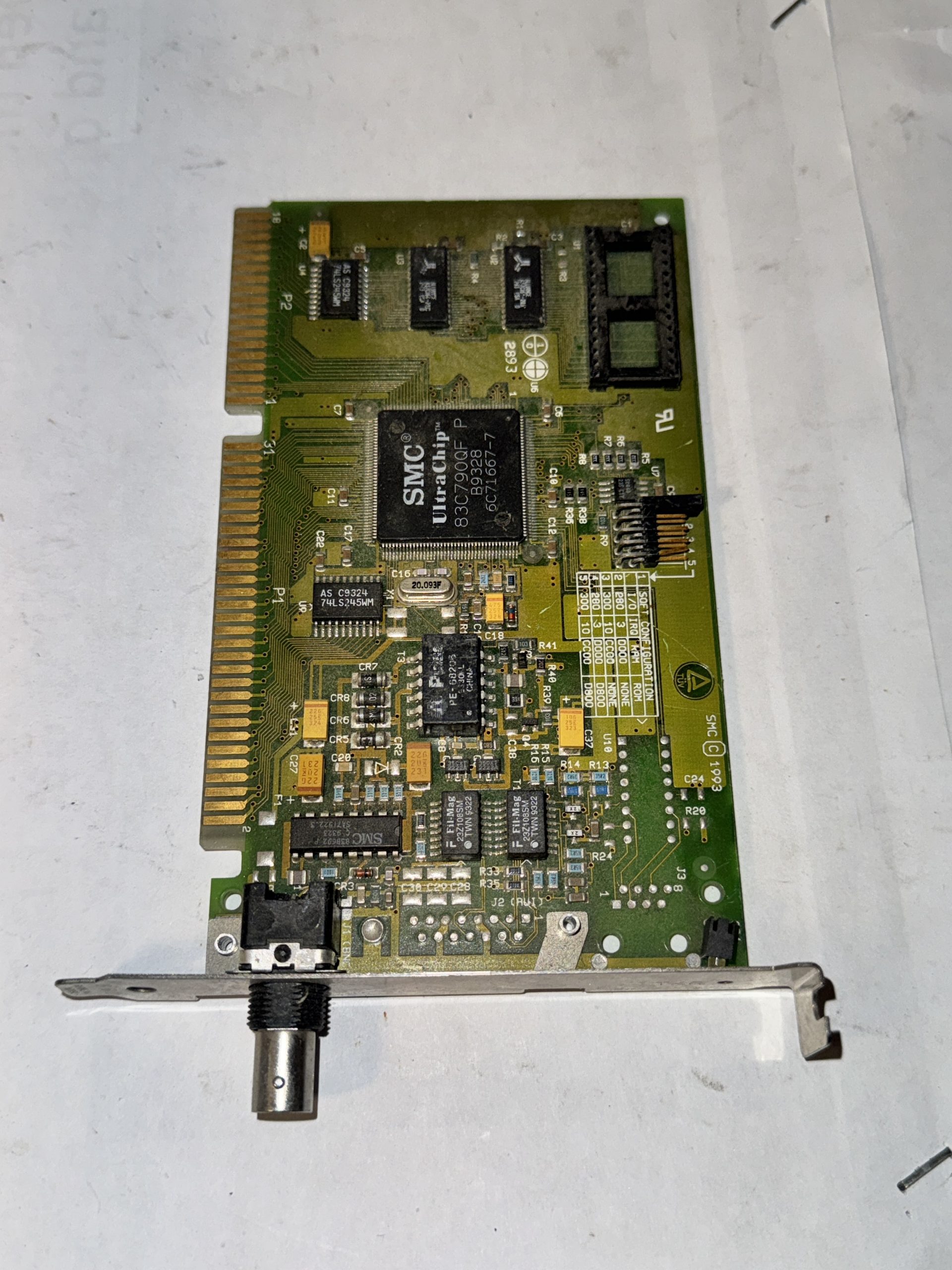 Carte réseau SMC ULTRA CHIP 83C790QF 16 bits AT ISA BNC LAN NIC 60-600464