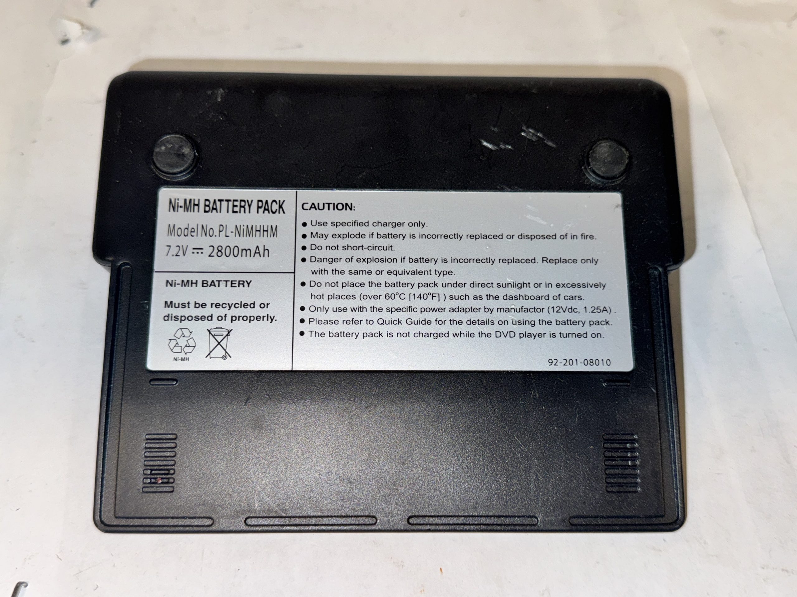 Bloc-batterie DVD Ni-MH, modèle PL-NiMHHM 7,2 V – 2 800 mAh