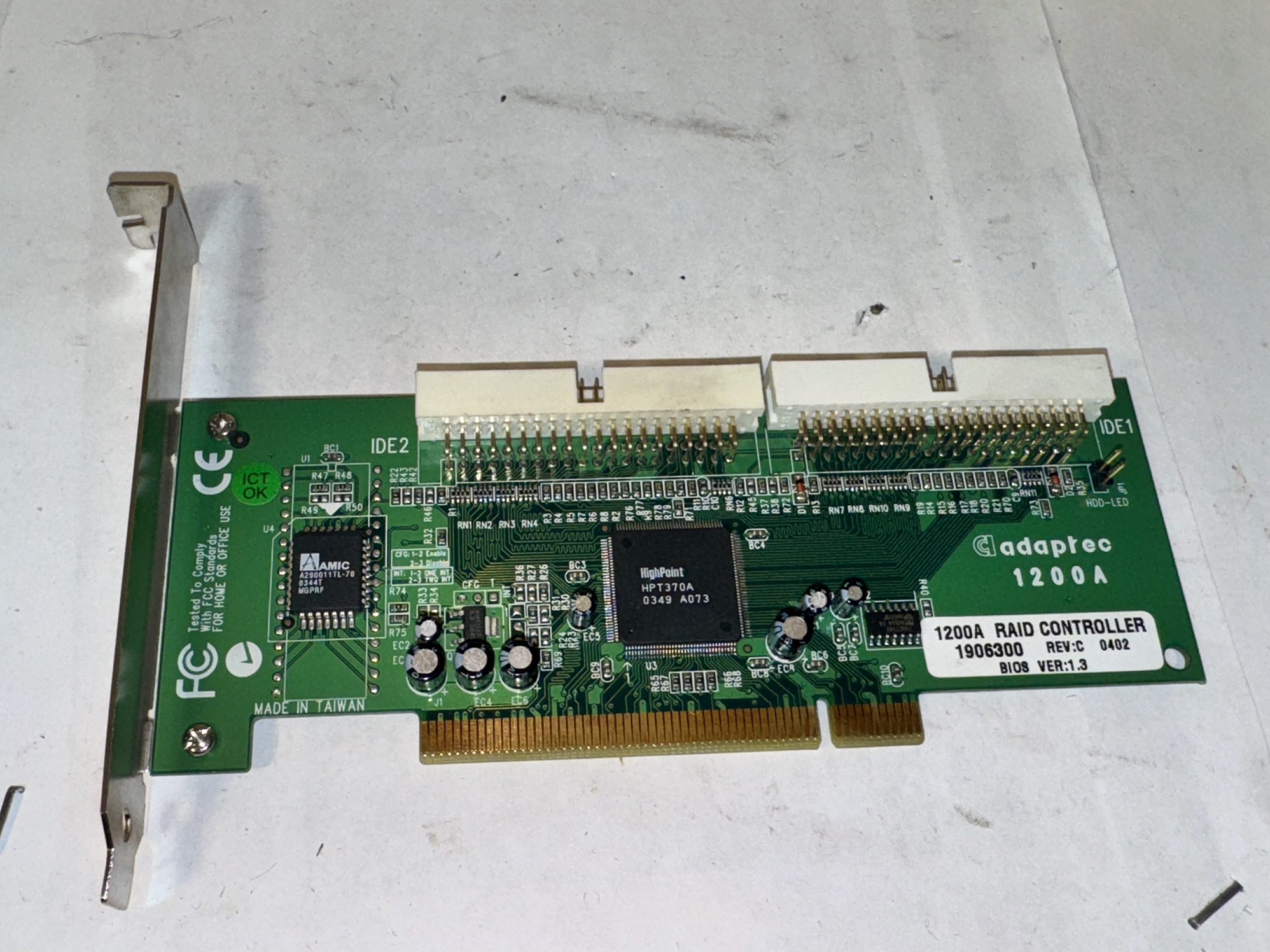 ADAPTEC 1200A 2 PORT IDE RAID CONTROLLER KARTE PCI