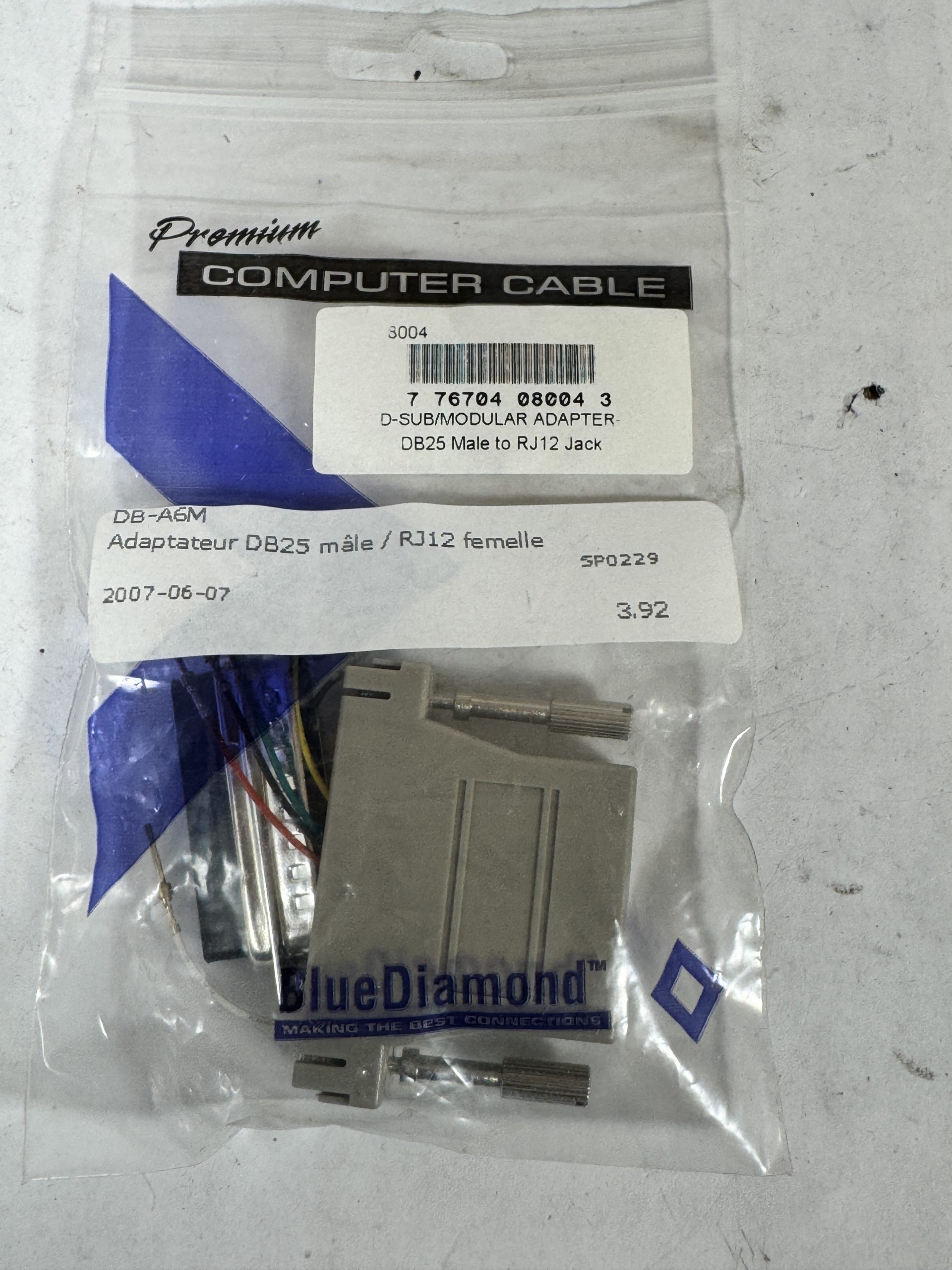 Adaptateur sub-D DB25 femelle vers RJ12 6 broches 6P6C pour longues distances de câble série