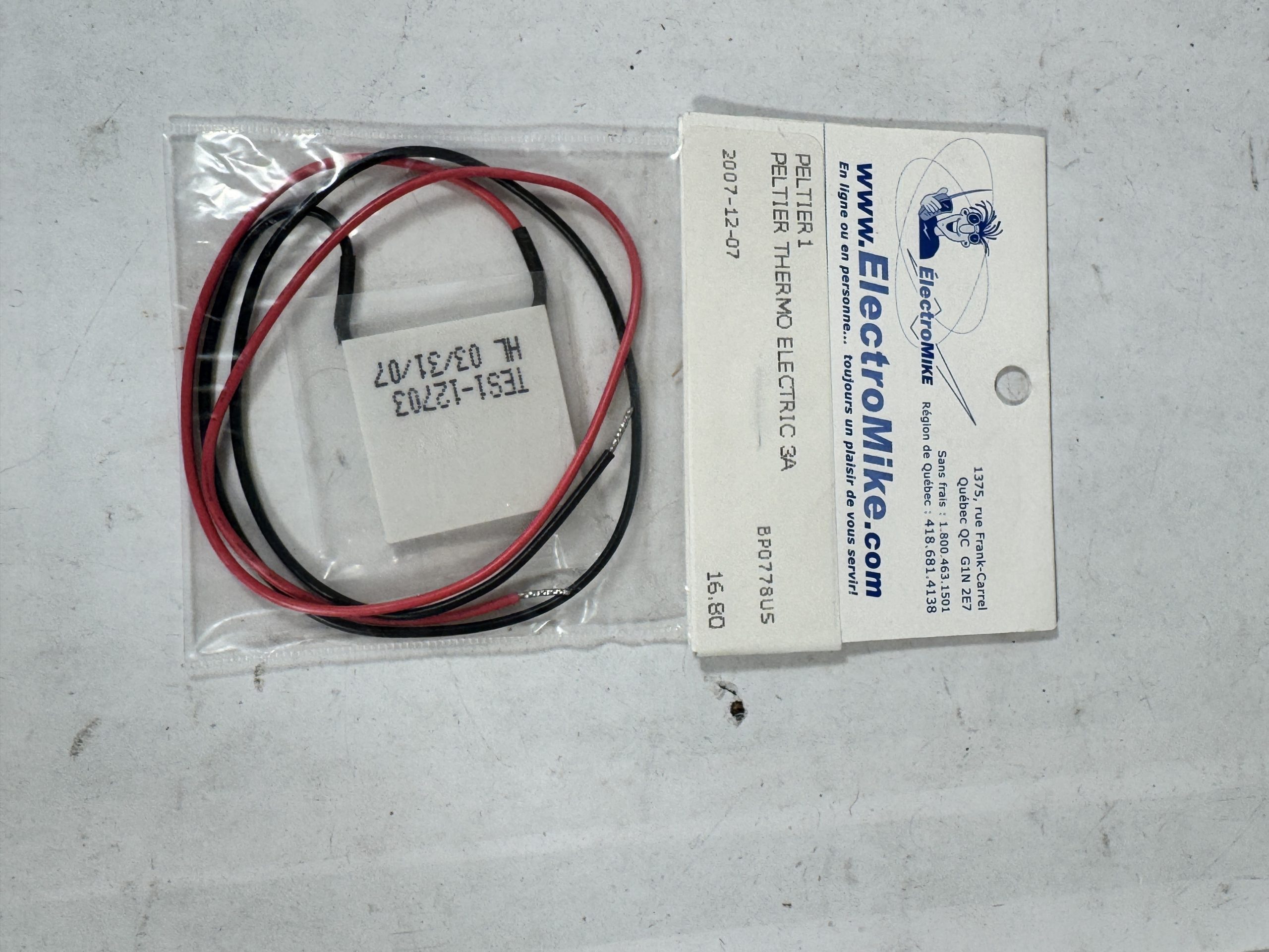 Module Thermoélectrique Peltier TES1-12703